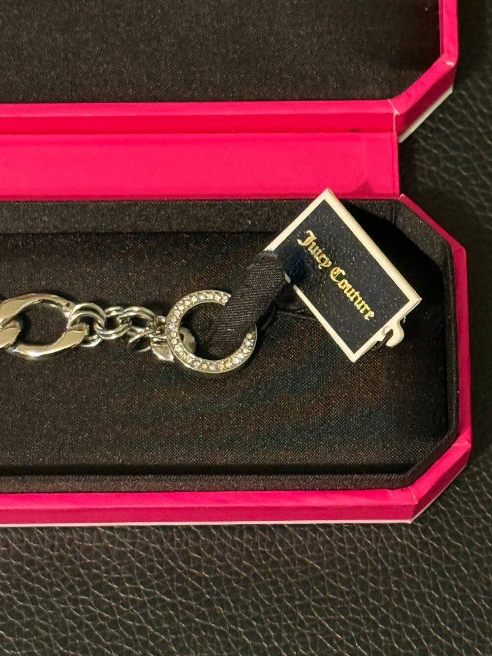 Juicy Couture Silver-Tone Pavé Crystal Toggle Link Bracelet - Picture 4 of 8